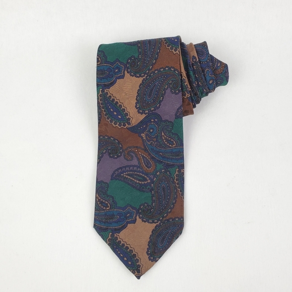 Vtg Stefano Milano Italy paisley silk tie - Picture 2 of 5